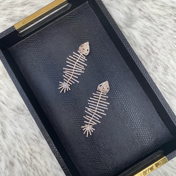 Ziva Rhinestone Fish Earrings - Picture 2 of 2